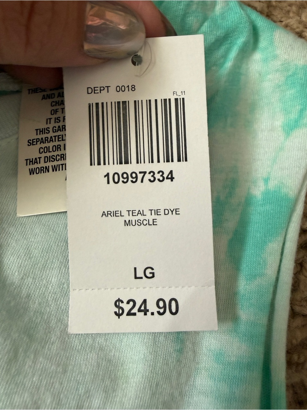 Hot Topic Ariel Tie-Dye Sleeveless Tank Top LG - Picture 5 of 8